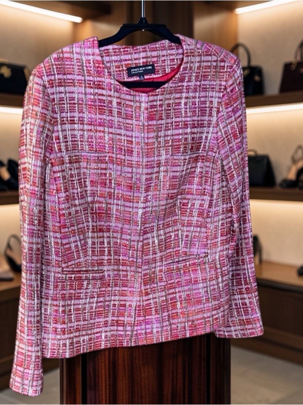 Jones New York | Perry Street | Tweed Blazer | Red:Pink:Mauve | Size 16